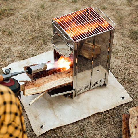 Camping Stove Portable Grill Foldable Wood Twig Burning Fire Pit Campfire