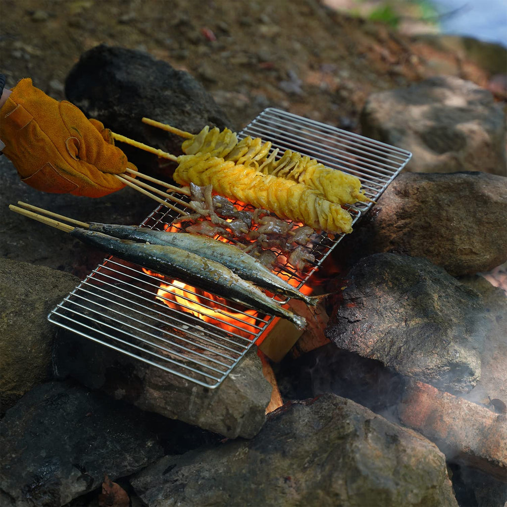 Folding Campfire Grill Portable Stainless Steel Camping Grate Gas